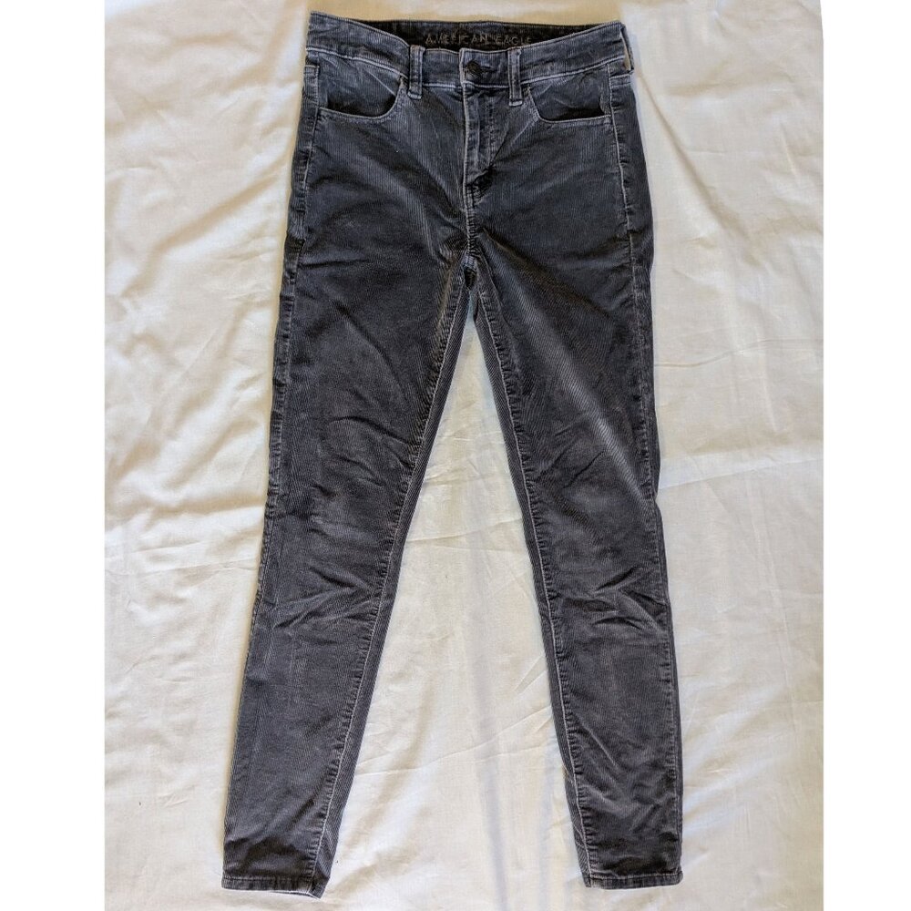 American Eagle - Gray/Silver Corduroy Skinny Pants, Size 2